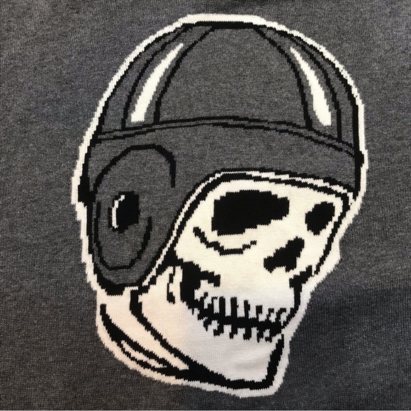 Ecko Unltd. Vintage gray knit hoodie size large, rare unique skull graphic, - Picture 3 of 6